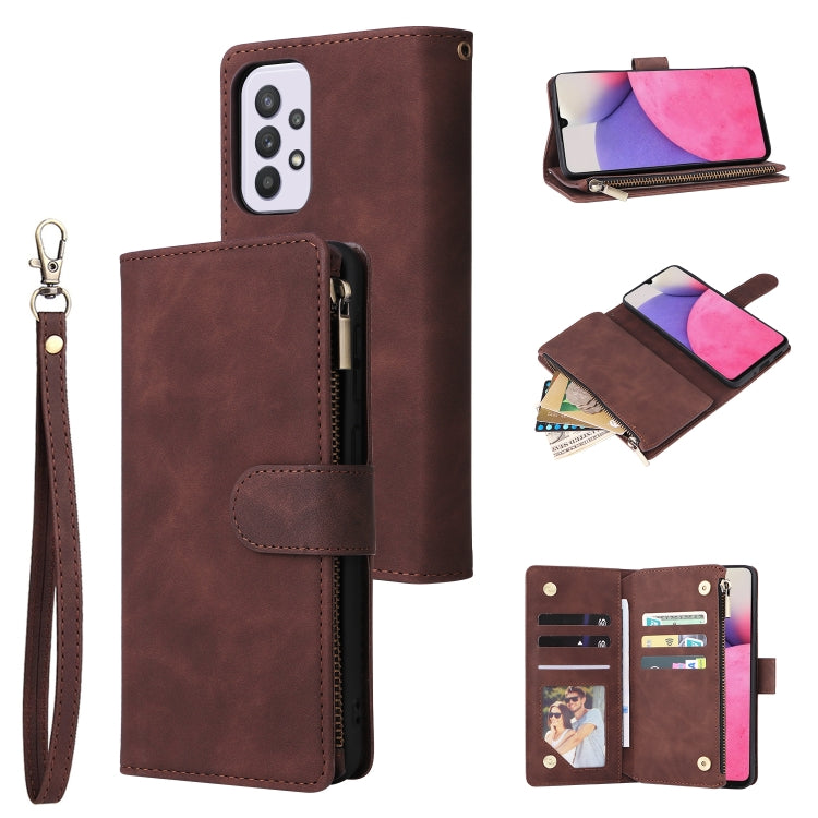 Multifunctional Frosted Zipper Wallet Leather Phone Case, For Samsung Galaxy S22+ 5G, For Samsung Galaxy A03s 166.5mm, For Samsung Galaxy A13 5G, For Samsung Galaxy A33 5G