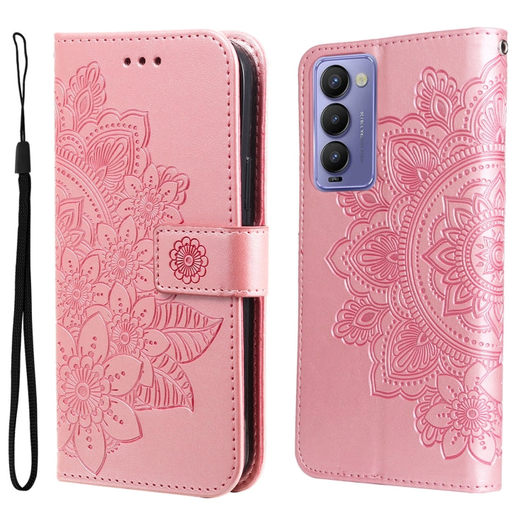 7-petal Flowers Embossed Flip Leather Phone Case, For Tecno Camon 18/18P, For Tecno Camon 18 Premier, For Infinix Hot 11S, For OPPO Realme C31 4G