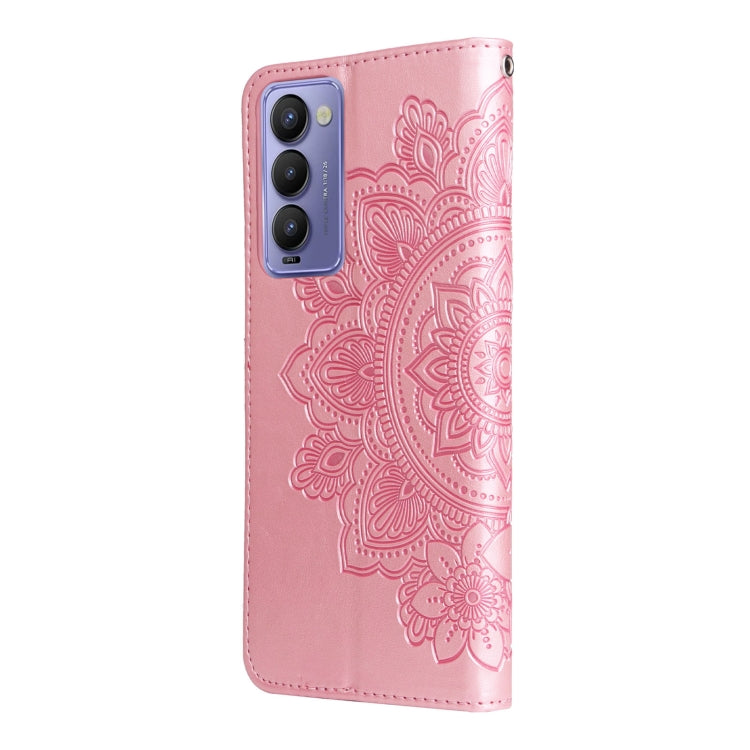 7-petal Flowers Embossed Flip Leather Phone Case, For Tecno Camon 18/18P, For Tecno Camon 18 Premier, For Infinix Hot 11S, For OPPO Realme C31 4G
