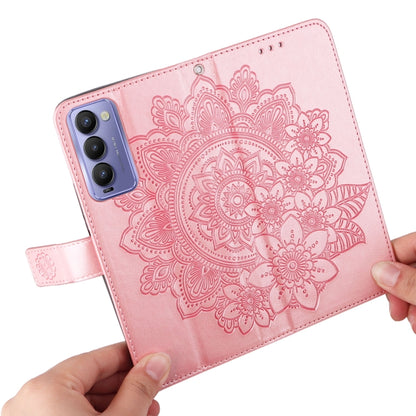 7-petal Flowers Embossed Flip Leather Phone Case, For Tecno Camon 18/18P, For Tecno Camon 18 Premier, For Infinix Hot 11S, For OPPO Realme C31 4G