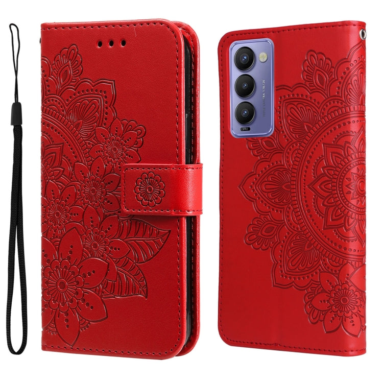 7-petal Flowers Embossed Flip Leather Phone Case, For Tecno Camon 18/18P, For Tecno Camon 18 Premier, For Infinix Hot 11S, For OPPO Realme C31 4G
