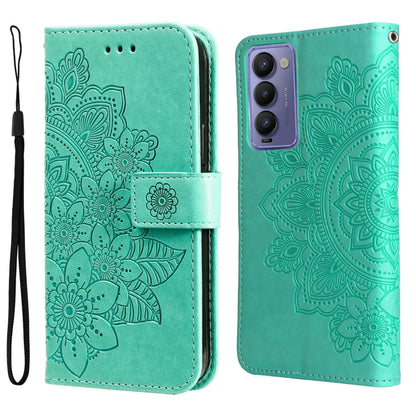 7-petal Flowers Embossed Flip Leather Phone Case, For Tecno Camon 18/18P, For Tecno Camon 18 Premier, For Infinix Hot 11S, For OPPO Realme C31 4G