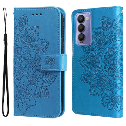 7-petal Flowers Embossed Flip Leather Phone Case, For Tecno Camon 18/18P, For Tecno Camon 18 Premier, For Infinix Hot 11S, For OPPO Realme C31 4G