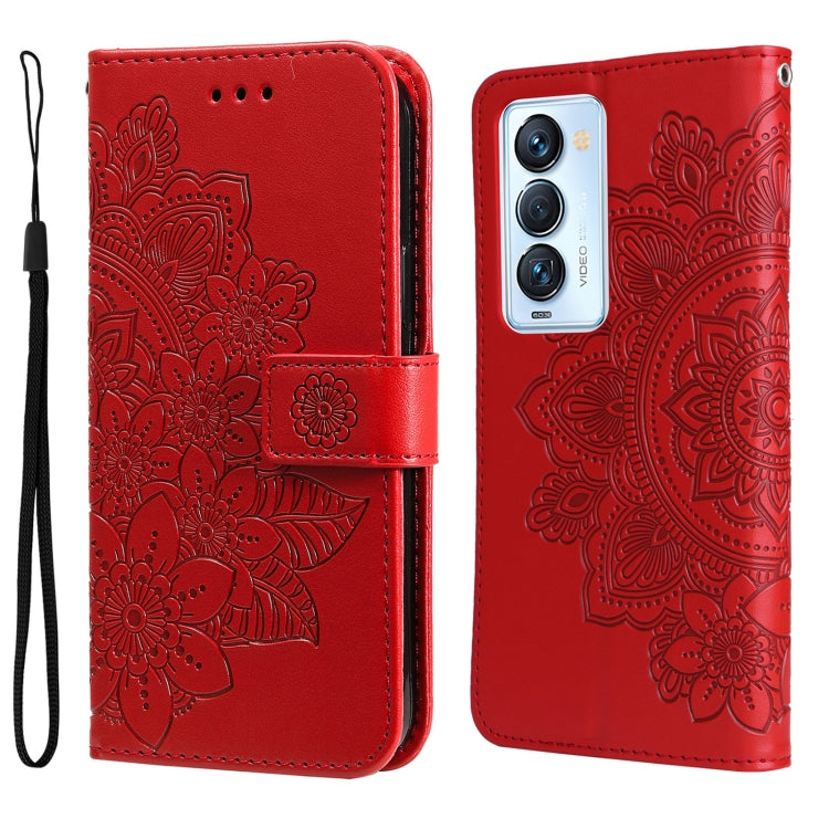 7-petal Flowers Embossed Flip Leather Phone Case, For Tecno Camon 18/18P, For Tecno Camon 18 Premier, For Infinix Hot 11S, For OPPO Realme C31 4G