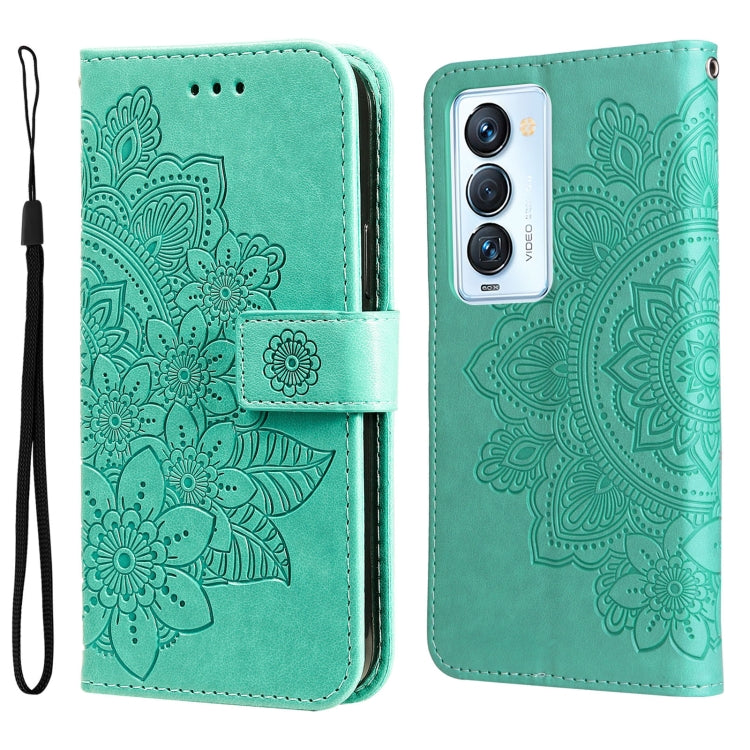 7-petal Flowers Embossed Flip Leather Phone Case, For Tecno Camon 18/18P, For Tecno Camon 18 Premier, For Infinix Hot 11S, For OPPO Realme C31 4G