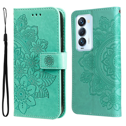 7-petal Flowers Embossed Flip Leather Phone Case, For Tecno Camon 18/18P, For Tecno Camon 18 Premier, For Infinix Hot 11S, For OPPO Realme C31 4G