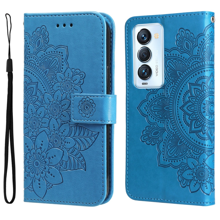7-petal Flowers Embossed Flip Leather Phone Case, For Tecno Camon 18/18P, For Tecno Camon 18 Premier, For Infinix Hot 11S, For OPPO Realme C31 4G