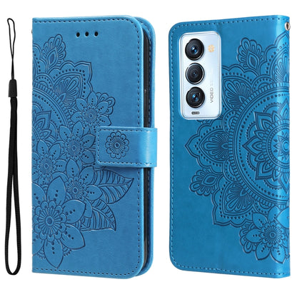 7-petal Flowers Embossed Flip Leather Phone Case, For Tecno Camon 18/18P, For Tecno Camon 18 Premier, For Infinix Hot 11S, For OPPO Realme C31 4G
