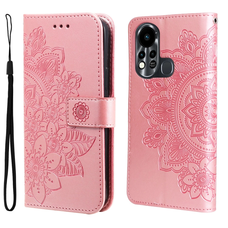 7-petal Flowers Embossed Flip Leather Phone Case, For Tecno Camon 18/18P, For Tecno Camon 18 Premier, For Infinix Hot 11S, For OPPO Realme C31 4G