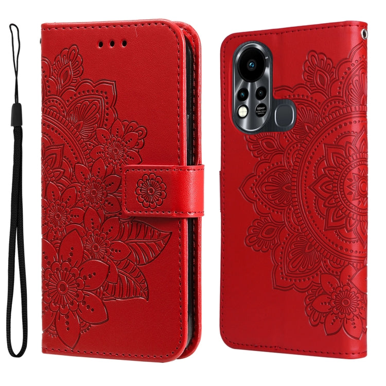 7-petal Flowers Embossed Flip Leather Phone Case, For Tecno Camon 18/18P, For Tecno Camon 18 Premier, For Infinix Hot 11S, For OPPO Realme C31 4G