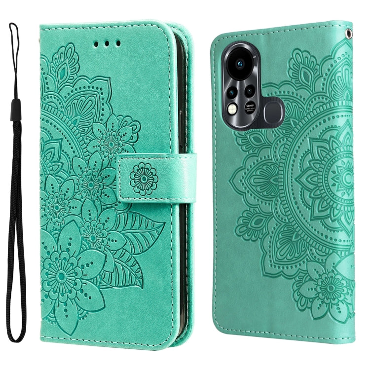 7-petal Flowers Embossed Flip Leather Phone Case, For Tecno Camon 18/18P, For Tecno Camon 18 Premier, For Infinix Hot 11S, For OPPO Realme C31 4G