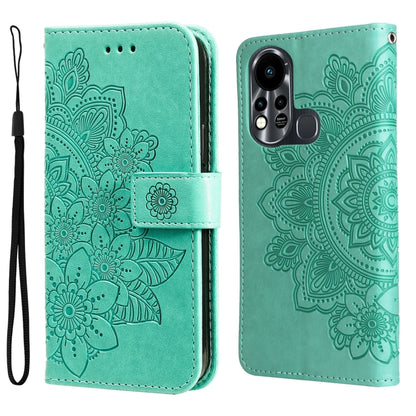 7-petal Flowers Embossed Flip Leather Phone Case, For Tecno Camon 18/18P, For Tecno Camon 18 Premier, For Infinix Hot 11S, For OPPO Realme C31 4G