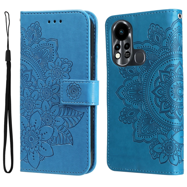 7-petal Flowers Embossed Flip Leather Phone Case, For Tecno Camon 18/18P, For Tecno Camon 18 Premier, For Infinix Hot 11S, For OPPO Realme C31 4G