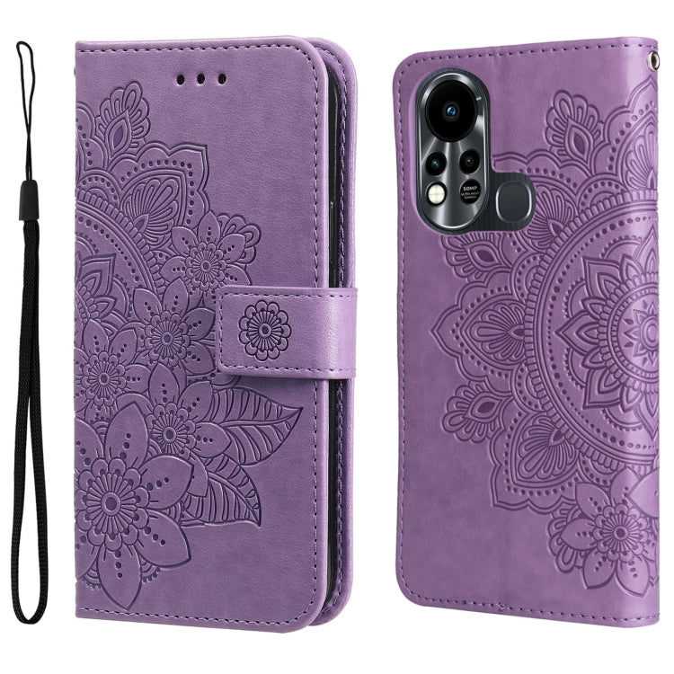 7-petal Flowers Embossed Flip Leather Phone Case, For Tecno Camon 18/18P, For Tecno Camon 18 Premier, For Infinix Hot 11S, For OPPO Realme C31 4G