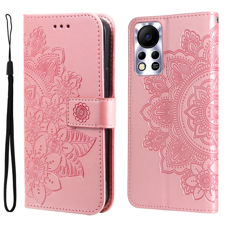 7-petal Flowers Embossed Flip Leather Phone Case, For Infinix Hot 11S NFC, For OPPO Reno7 Pro 5G, For Infinix Smart 6