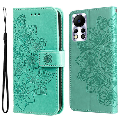 7-petal Flowers Embossed Flip Leather Phone Case, For Infinix Hot 11S NFC, For OPPO Reno7 Pro 5G, For Infinix Smart 6