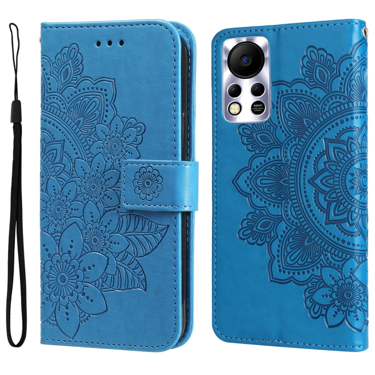 7-petal Flowers Embossed Flip Leather Phone Case, For Infinix Hot 11S NFC, For OPPO Reno7 Pro 5G, For Infinix Smart 6