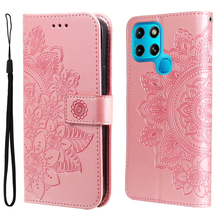 7-petal Flowers Embossed Flip Leather Phone Case, For Infinix Hot 11S NFC, For OPPO Reno7 Pro 5G, For Infinix Smart 6