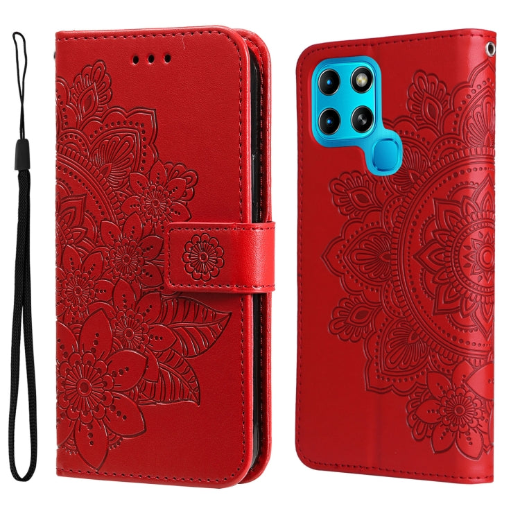 7-petal Flowers Embossed Flip Leather Phone Case, For Infinix Hot 11S NFC, For OPPO Reno7 Pro 5G, For Infinix Smart 6