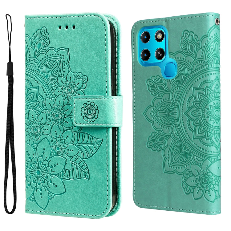 7-petal Flowers Embossed Flip Leather Phone Case, For Infinix Hot 11S NFC, For OPPO Reno7 Pro 5G, For Infinix Smart 6