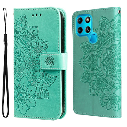 7-petal Flowers Embossed Flip Leather Phone Case, For Infinix Hot 11S NFC, For OPPO Reno7 Pro 5G, For Infinix Smart 6