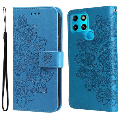 7-petal Flowers Embossed Flip Leather Phone Case, For Infinix Hot 11S NFC, For OPPO Reno7 Pro 5G, For Infinix Smart 6