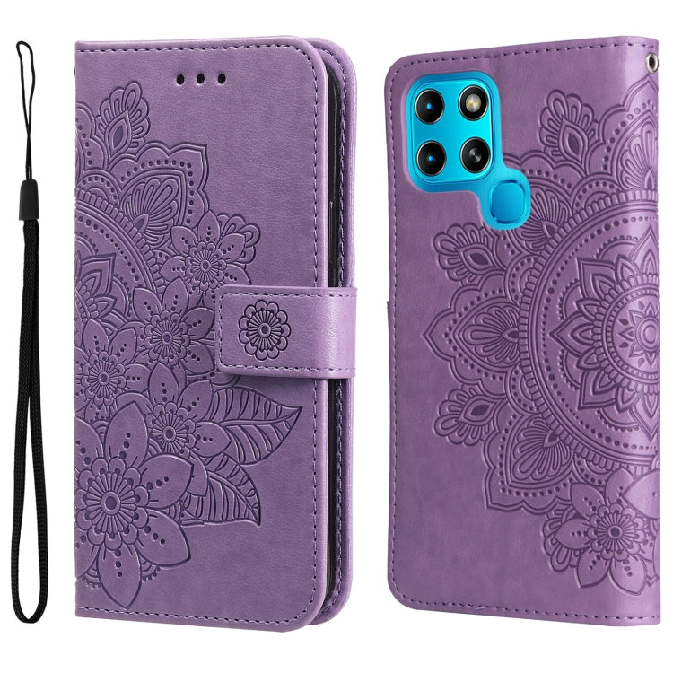 7-petal Flowers Embossed Flip Leather Phone Case, For Infinix Hot 11S NFC, For OPPO Reno7 Pro 5G, For Infinix Smart 6