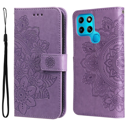 7-petal Flowers Embossed Flip Leather Phone Case, For Infinix Hot 11S NFC, For OPPO Reno7 Pro 5G, For Infinix Smart 6
