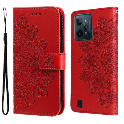 7-petal Flowers Embossed Flip Leather Phone Case, For Tecno Camon 18/18P, For Tecno Camon 18 Premier, For Infinix Hot 11S, For OPPO Realme C31 4G