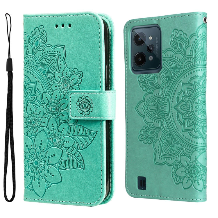 7-petal Flowers Embossed Flip Leather Phone Case, For Tecno Camon 18/18P, For Tecno Camon 18 Premier, For Infinix Hot 11S, For OPPO Realme C31 4G