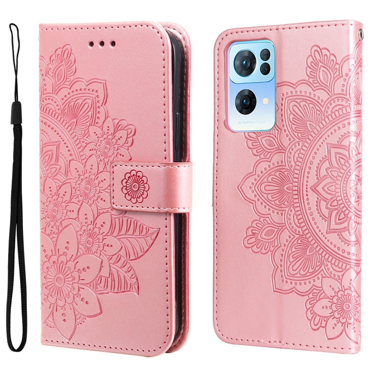 7-petal Flowers Embossed Flip Leather Phone Case, For Infinix Hot 11S NFC, For OPPO Reno7 Pro 5G, For Infinix Smart 6