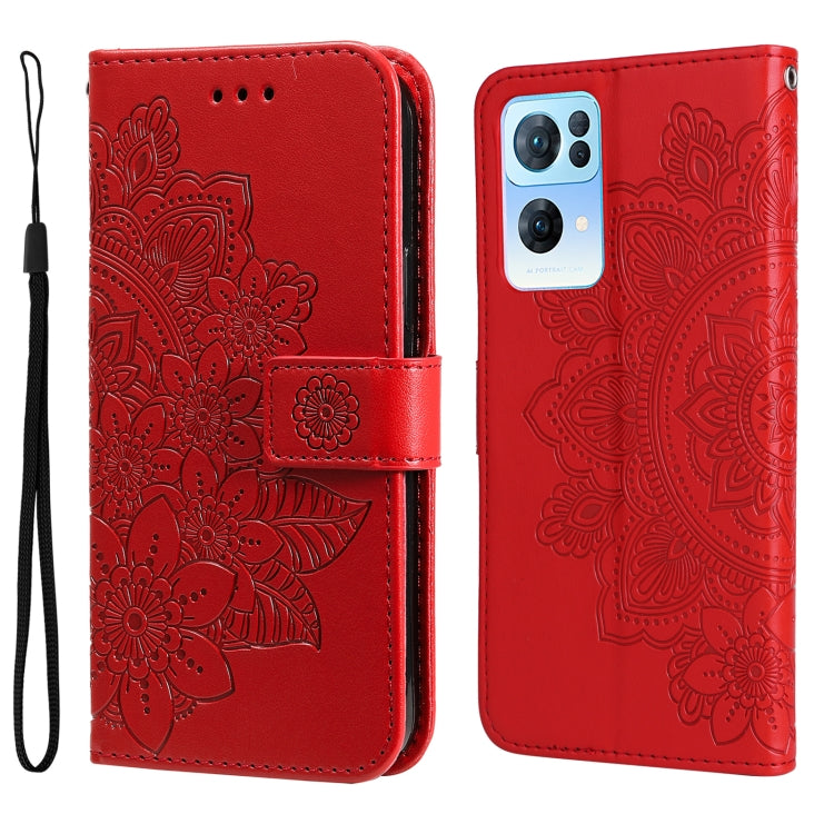 7-petal Flowers Embossed Flip Leather Phone Case, For Infinix Hot 11S NFC, For OPPO Reno7 Pro 5G, For Infinix Smart 6