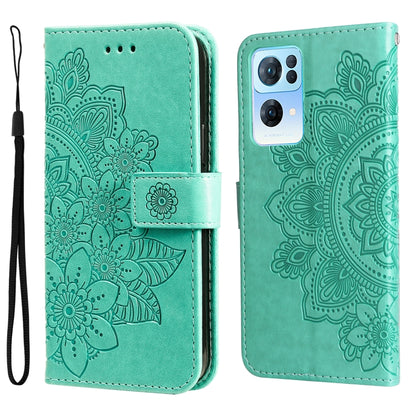 7-petal Flowers Embossed Flip Leather Phone Case, For Infinix Hot 11S NFC, For OPPO Reno7 Pro 5G, For Infinix Smart 6