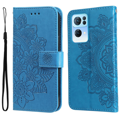 7-petal Flowers Embossed Flip Leather Phone Case, For Infinix Hot 11S NFC, For OPPO Reno7 Pro 5G, For Infinix Smart 6