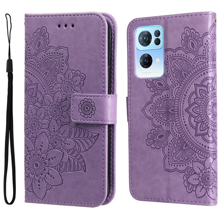 7-petal Flowers Embossed Flip Leather Phone Case, For Infinix Hot 11S NFC, For OPPO Reno7 Pro 5G, For Infinix Smart 6