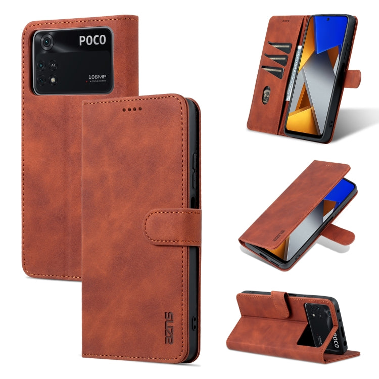 AZNS Skin Feel Calf Texture Flip Leather Phone Case, For Xiaomi Redmi 10C / Redmi 10 India, For Xiaomi Poco X4 Pro 5G