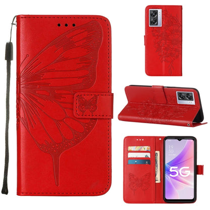 Embossed Butterfly Leather Phone Case, For OnePlus Nord CE 2 5G, For OPPO A57 5G 2022, For OPPO Realme C31 4G