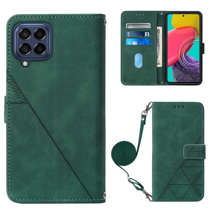 Crossbody 3D Embossed Flip Leather Phone Case, For Samsung Galaxy M53 5G