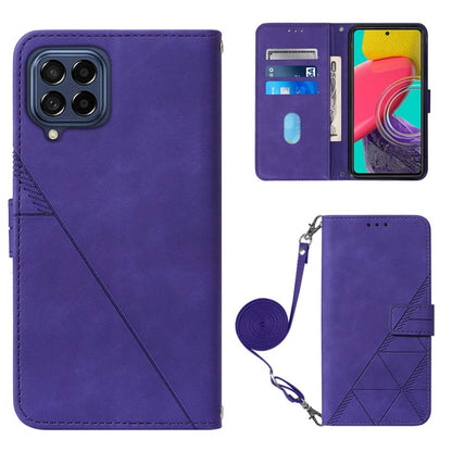Crossbody 3D Embossed Flip Leather Phone Case, For Samsung Galaxy M53 5G