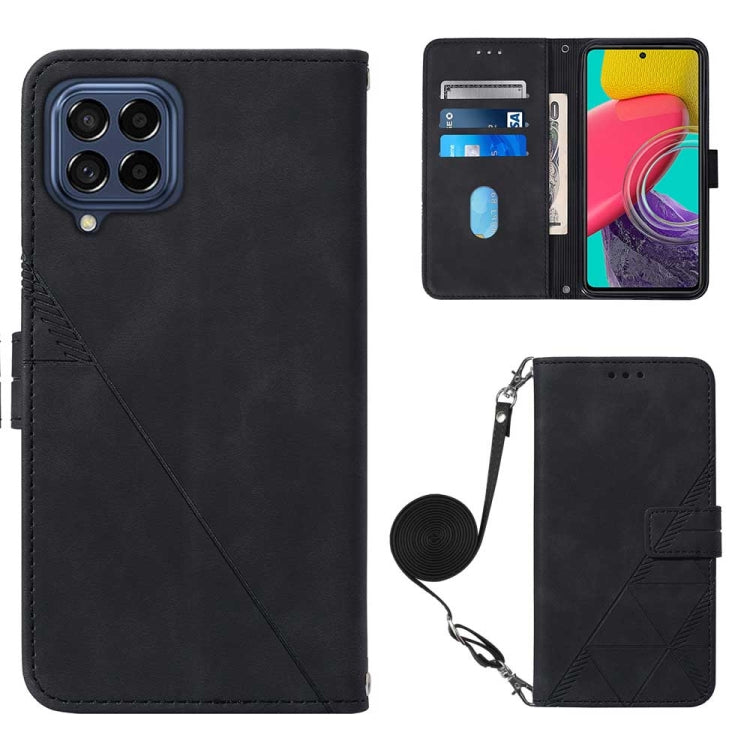 Crossbody 3D Embossed Flip Leather Phone Case, For Samsung Galaxy M53 5G