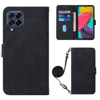 Crossbody 3D Embossed Flip Leather Phone Case, For Samsung Galaxy M53 5G