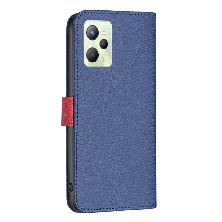 BF13 Color Matching Cross Texture Leather Phone Case, For OPPO Realme C35