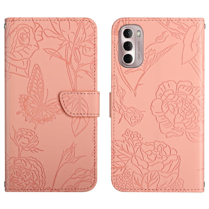 Skin Feel Butterfly Peony Embossed Leather Phone Case, For Motorola Moto G Stylus 4G 2022, For Motorola Moto G Stylus 5G 2022, For Motorola Moto G52, For Nokia X100
