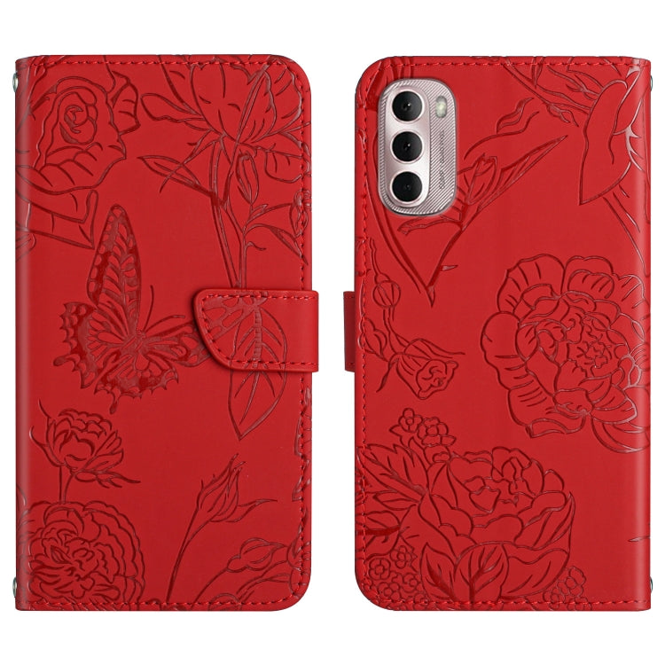 Skin Feel Butterfly Peony Embossed Leather Phone Case, For Motorola Moto G Stylus 4G 2022, For Motorola Moto G Stylus 5G 2022, For Motorola Moto G52, For Nokia X100