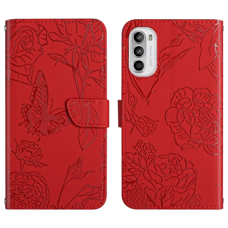 Skin Feel Butterfly Peony Embossed Leather Phone Case, For Motorola Moto G Stylus 4G 2022, For Motorola Moto G Stylus 5G 2022, For Motorola Moto G52, For Nokia X100