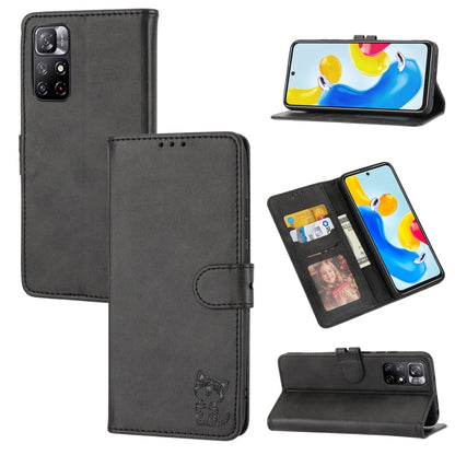 Embossed Happy Cat Pattern Leather Phone Case, For Xiaomi Redmi Note 11 4G Global/11S, For Xiaomi Redmi Note 11 Pro Global, For Samsung Galaxy A23 4G, For Xiaomi Poco M4 Pro