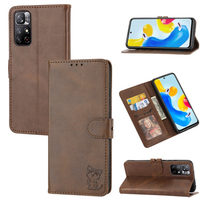 Embossed Happy Cat Pattern Leather Phone Case, For Xiaomi Redmi Note 11 4G Global/11S, For Xiaomi Redmi Note 11 Pro Global, For Samsung Galaxy A23 4G, For Xiaomi Poco M4 Pro