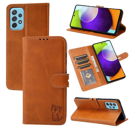 Embossed Happy Cat Pattern Leather Phone Case, For Xiaomi Redmi Note 11 4G Global/11S, For Xiaomi Redmi Note 11 Pro Global, For Samsung Galaxy A23 4G, For Xiaomi Poco M4 Pro