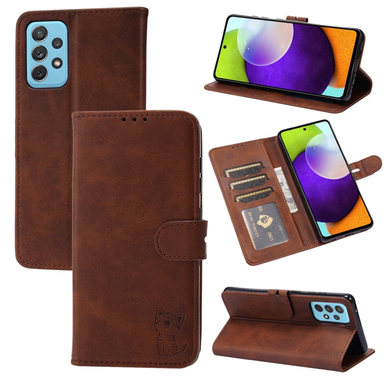 Embossed Happy Cat Pattern Leather Phone Case, For Xiaomi Redmi Note 11 4G Global/11S, For Xiaomi Redmi Note 11 Pro Global, For Samsung Galaxy A23 4G, For Xiaomi Poco M4 Pro
