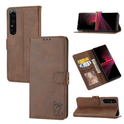 Embossed Happy Cat Pattern Leather Phone Case, For Sony Xperia 1 IV, For Sony Xperia 10 IV, For Xiaomi Redmi Note 11E